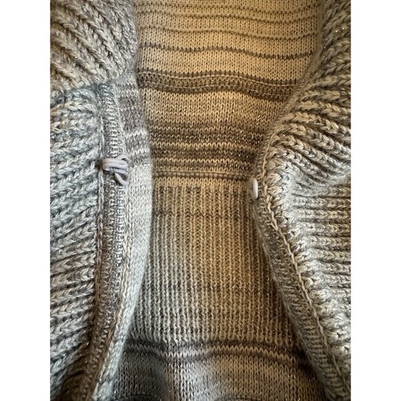 GORGEOUS WHBM Silver Gray Striated Metallic Waterfall Cardigan Sweater Small - Picture 9 of 13